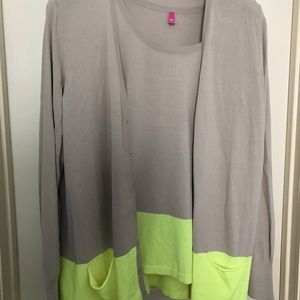 Basler Lime and Grey Sweater Ensemble